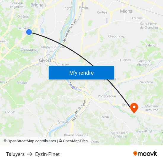 Taluyers to Eyzin-Pinet map