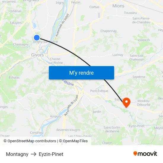 Montagny to Eyzin-Pinet map