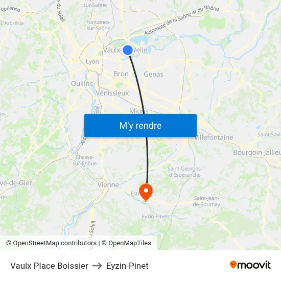 Vaulx Place Boissier to Eyzin-Pinet map