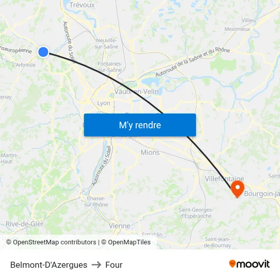 Belmont-D'Azergues to Four map