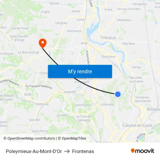 Poleymieux-Au-Mont-D'Or to Frontenas map