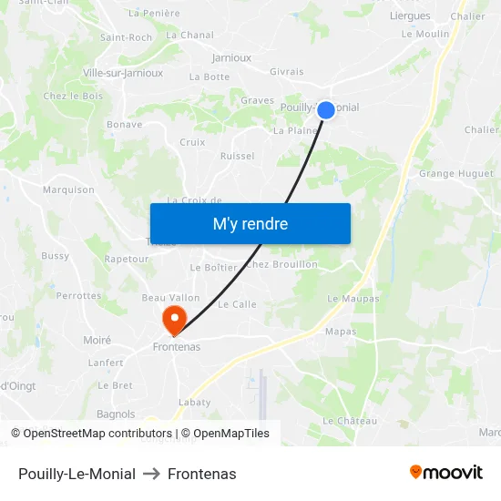 Pouilly-Le-Monial to Frontenas map