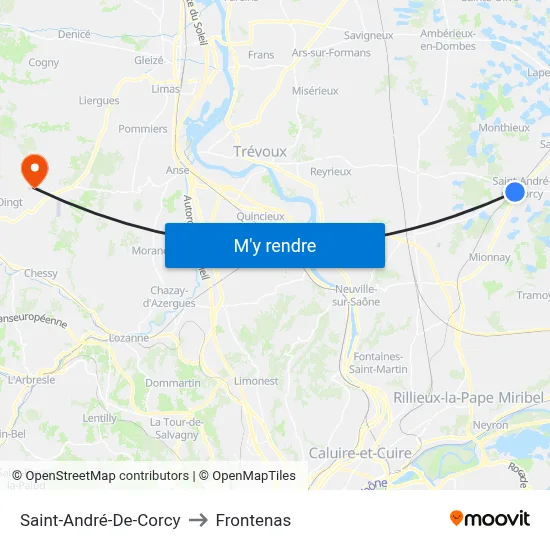 Saint-André-De-Corcy to Frontenas map