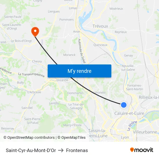 Saint-Cyr-Au-Mont-D'Or to Frontenas map