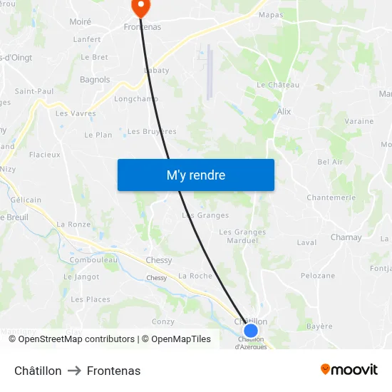 Châtillon to Frontenas map