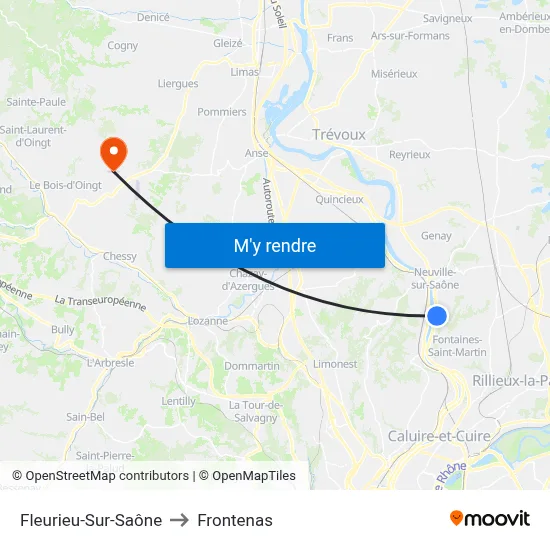 Fleurieu-Sur-Saône to Frontenas map