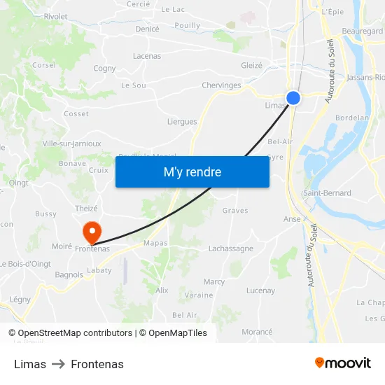 Limas to Frontenas map