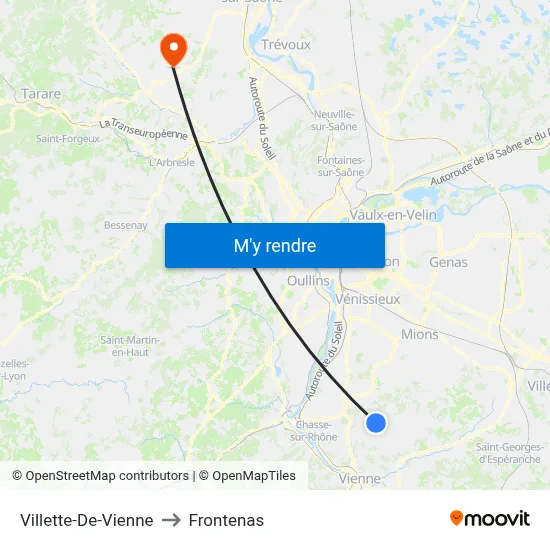 Villette-De-Vienne to Frontenas map