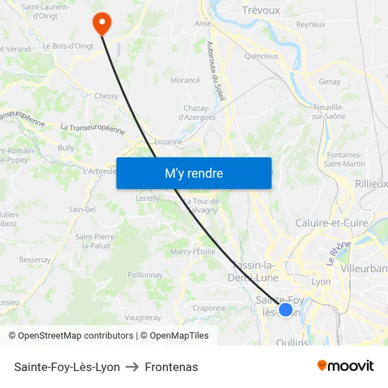 Sainte-Foy-Lès-Lyon to Frontenas map