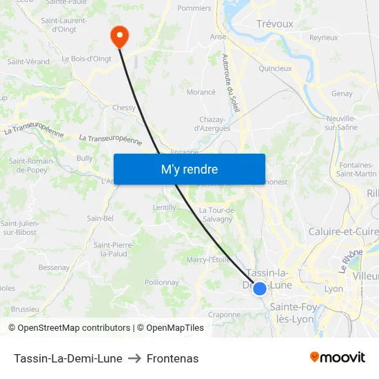 Tassin-La-Demi-Lune to Frontenas map