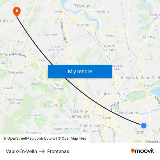 Vaulx-En-Velin to Frontenas map
