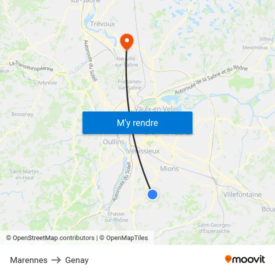 Marennes to Genay map