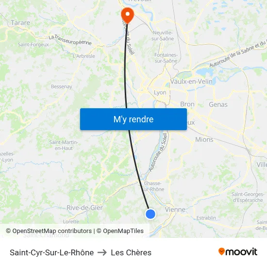 Saint-Cyr-Sur-Le-Rhône to Les Chères map