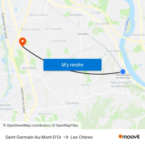 Saint-Germain-Au-Mont-D'Or to Les Chères map