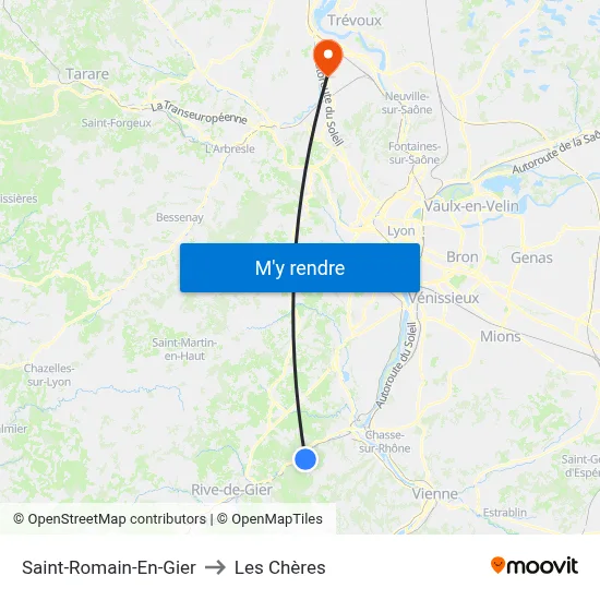 Saint-Romain-En-Gier to Les Chères map
