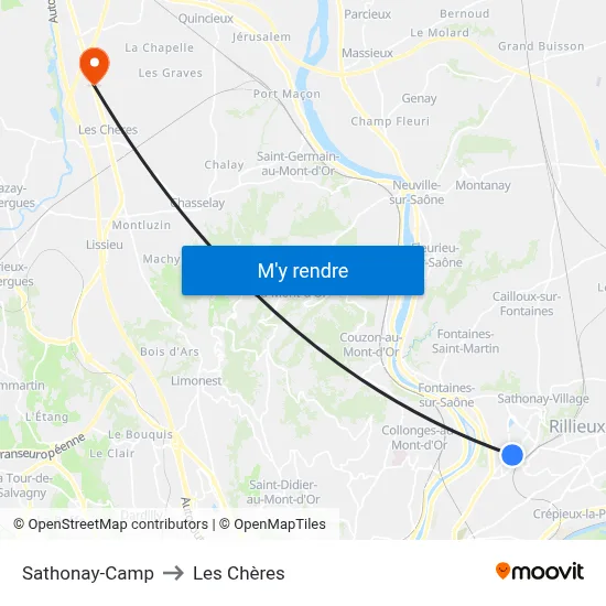 Sathonay-Camp to Les Chères map