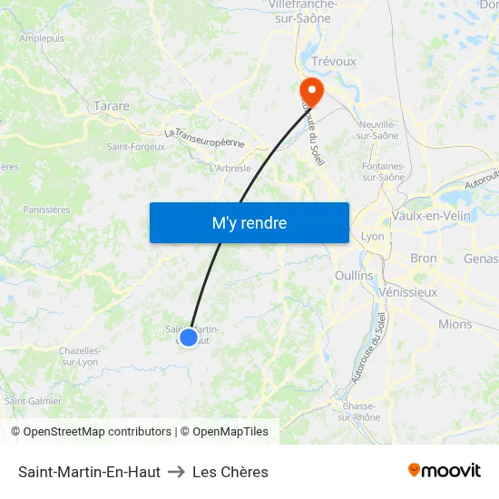 Saint-Martin-En-Haut to Les Chères map