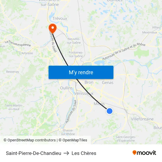 Saint-Pierre-De-Chandieu to Les Chères map