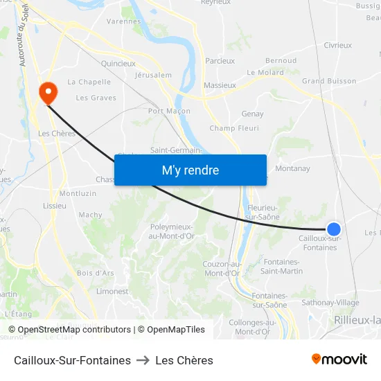 Cailloux-Sur-Fontaines to Les Chères map