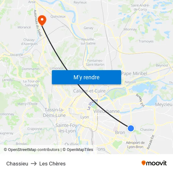 Chassieu to Les Chères map