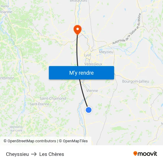 Cheyssieu to Les Chères map