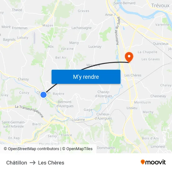 Châtillon to Les Chères map