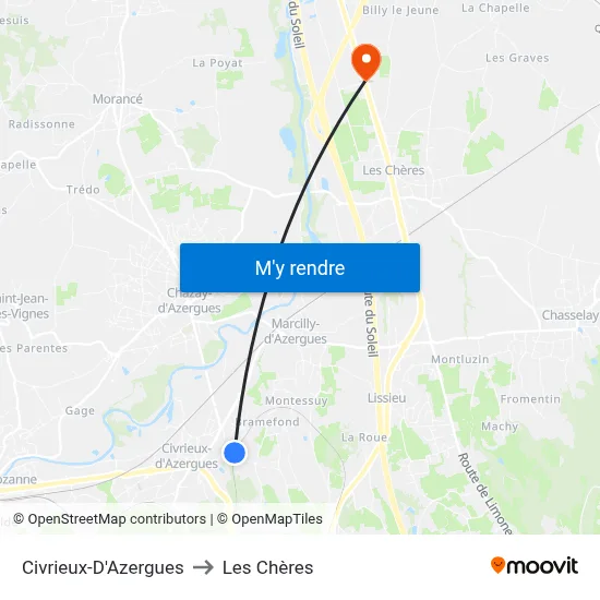 Civrieux-D'Azergues to Les Chères map
