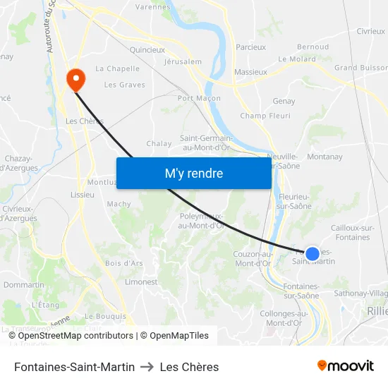 Fontaines-Saint-Martin to Les Chères map