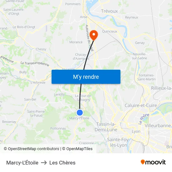 Marcy-L'Étoile to Les Chères map