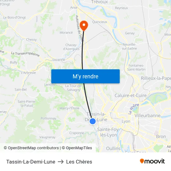 Tassin-La-Demi-Lune to Les Chères map