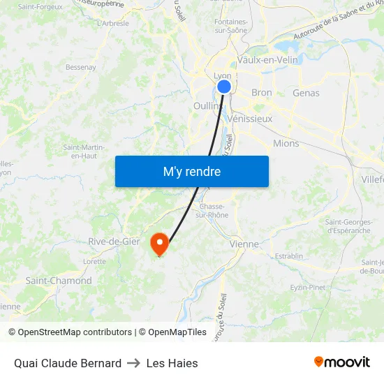 Quai Claude Bernard to Les Haies map