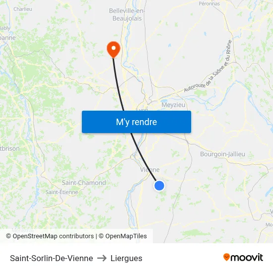 Saint-Sorlin-De-Vienne to Liergues map