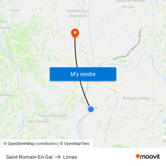 Saint-Romain-En-Gal to Limas map