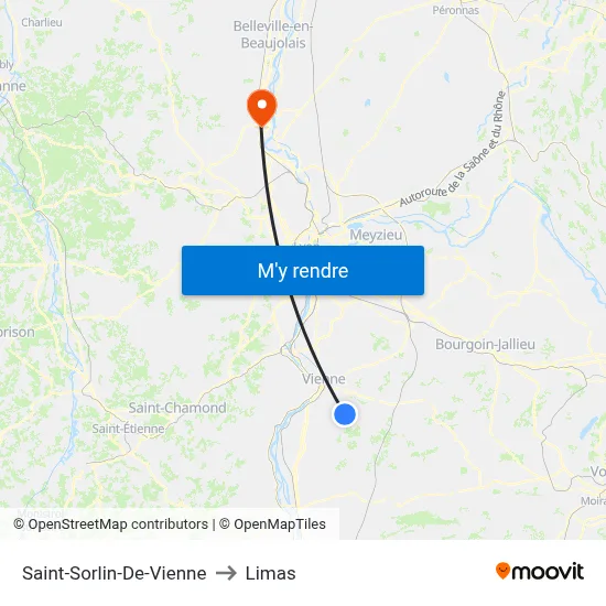 Saint-Sorlin-De-Vienne to Limas map