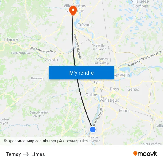 Ternay to Limas map