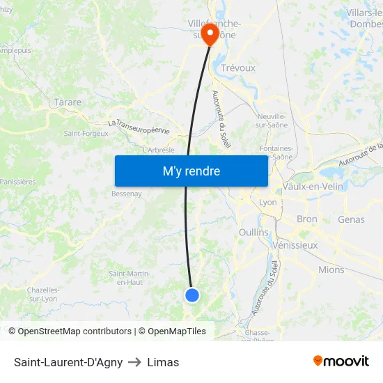 Saint-Laurent-D'Agny to Limas map