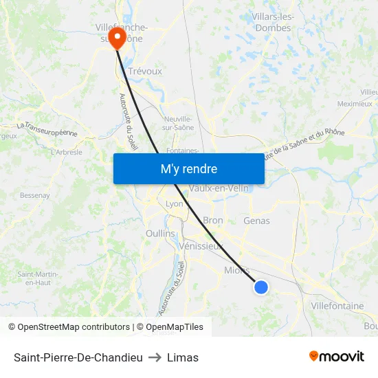 Saint-Pierre-De-Chandieu to Limas map