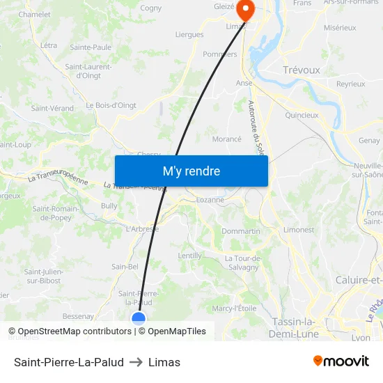 Saint-Pierre-La-Palud to Limas map
