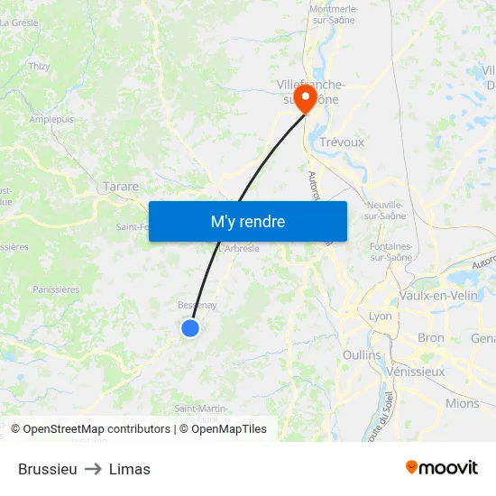 Brussieu to Limas map