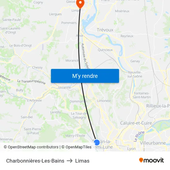Charbonnières-Les-Bains to Limas map