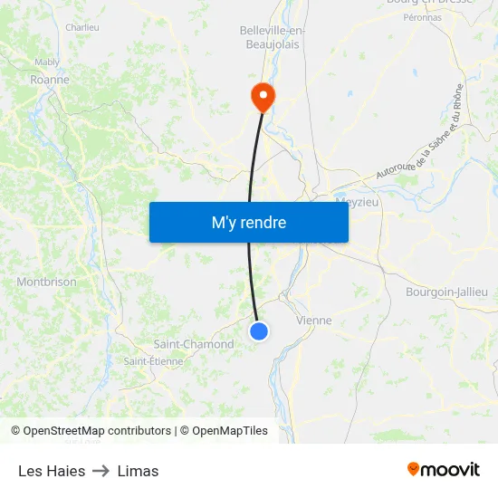 Les Haies to Limas map