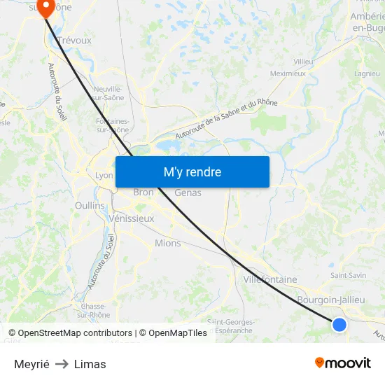 Meyrié to Limas map