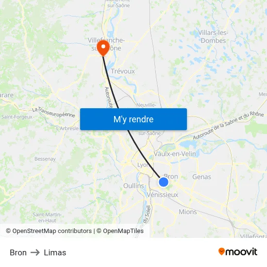 Bron to Limas map
