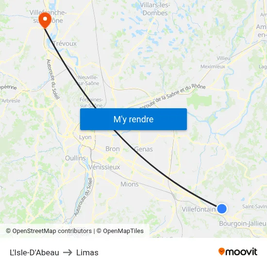 L'Isle-D'Abeau to Limas map