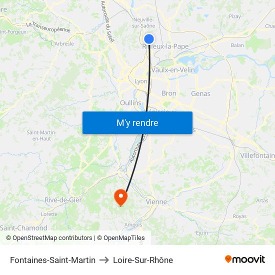 Fontaines-Saint-Martin to Loire-Sur-Rhône map