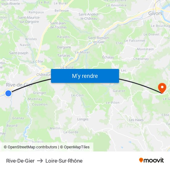 Rive-De-Gier to Loire-Sur-Rhône map