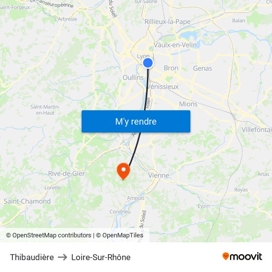 Thibaudière to Loire-Sur-Rhône map