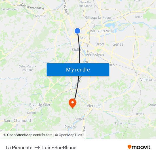 La Piemente to Loire-Sur-Rhône map