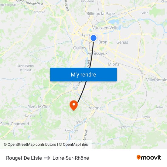 Rouget De L'Isle to Loire-Sur-Rhône map