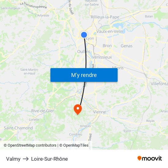 Valmy to Loire-Sur-Rhône map